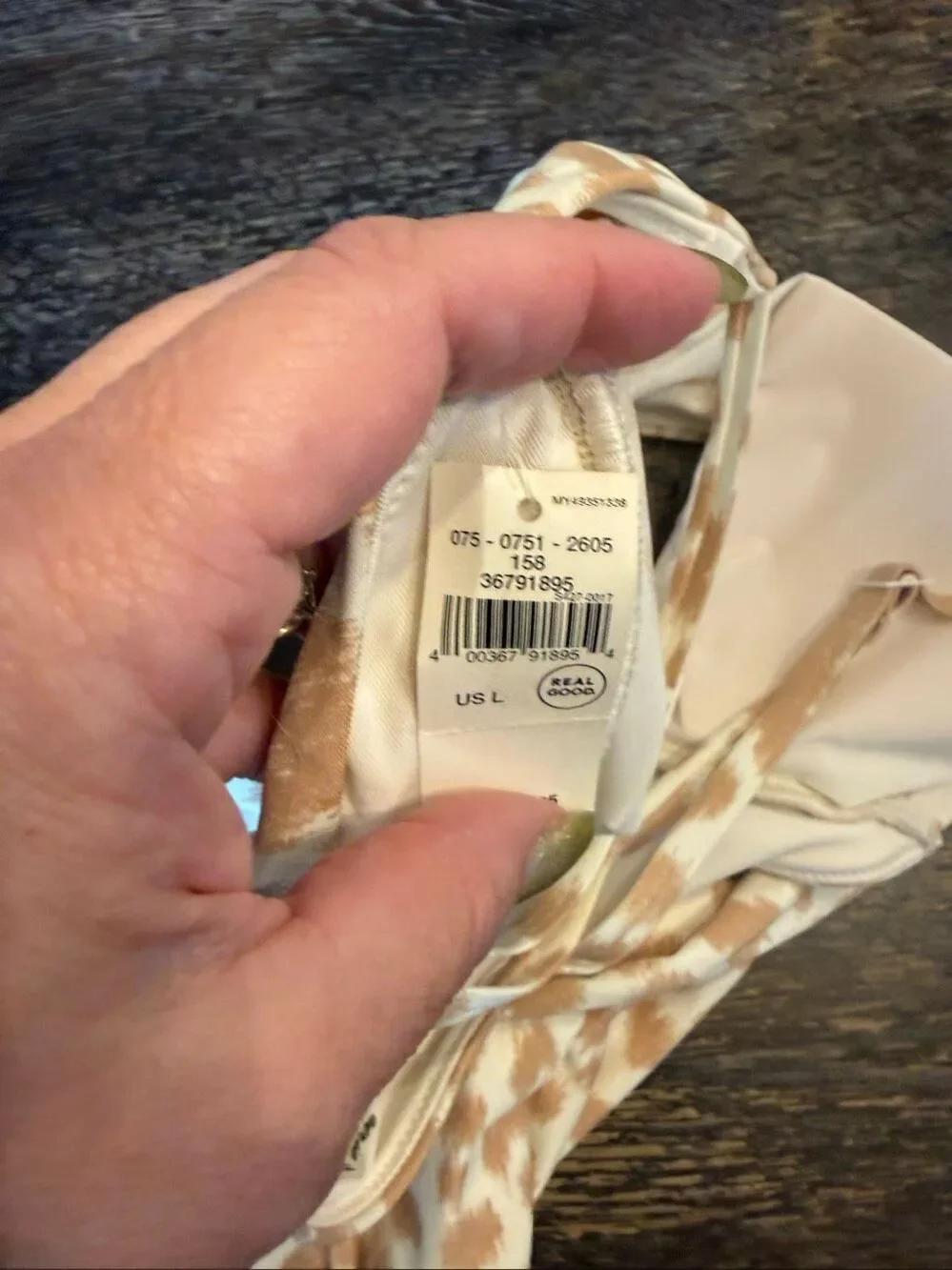 Aerie Cream & Tan Cheetah Wrap Around Swimsuit sz L NWT